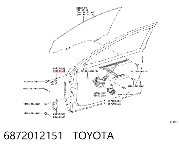 Петля передніх дверей, лівої 6872012151 Toyota