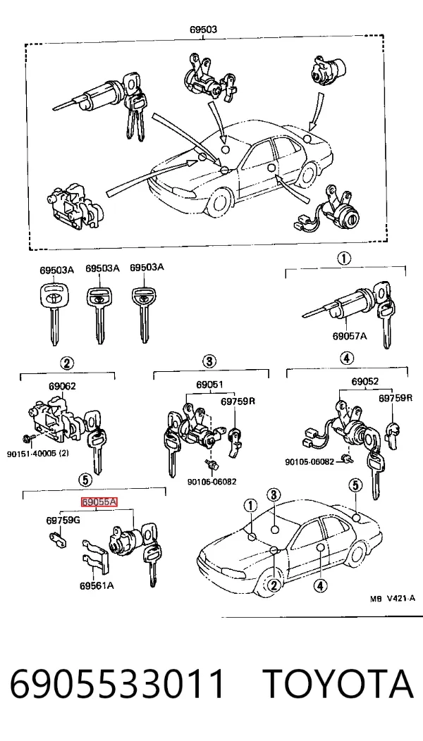 Личинка замка кришки багажника Toyota Camry III