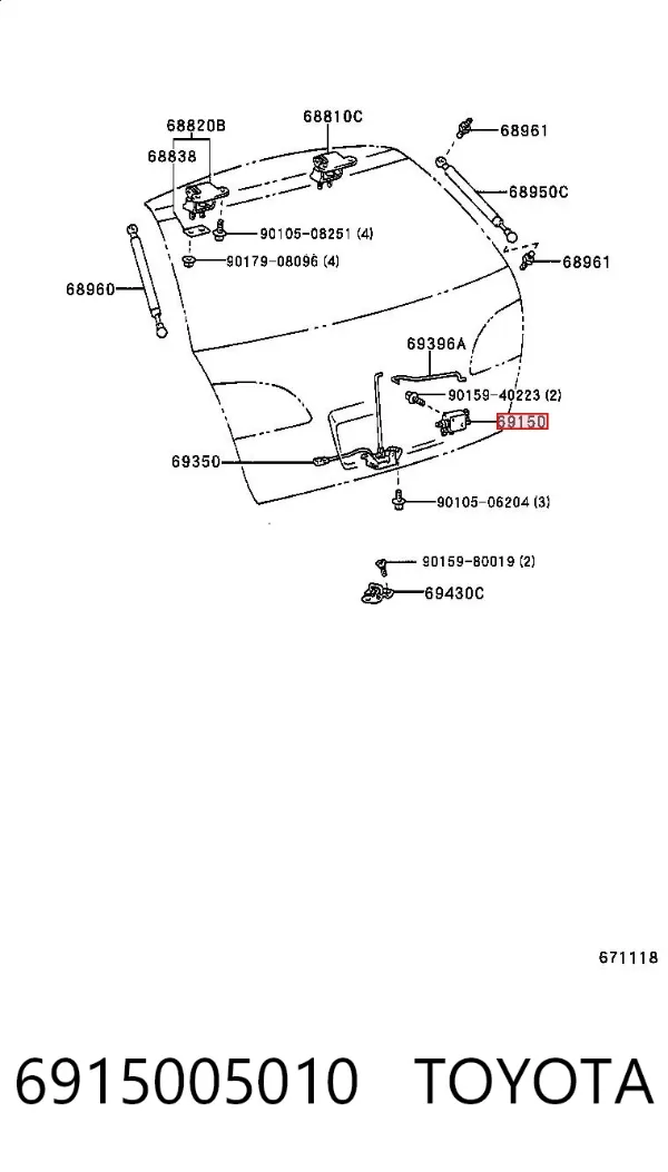 Мотор-привід відкр/закр. замка багажника/двері 3/5-ї 6915005010 Toyota