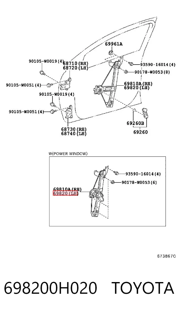 Склопідйомник передньої лівої двері 698200H020 Toyota