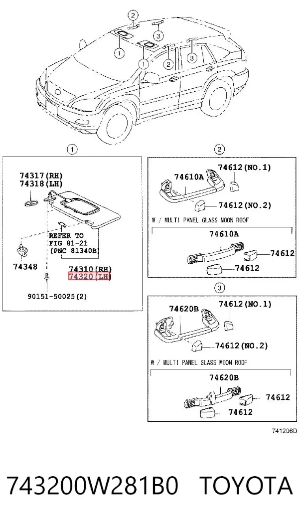 Сонцезахисний козирок 743200W281B0 Toyota