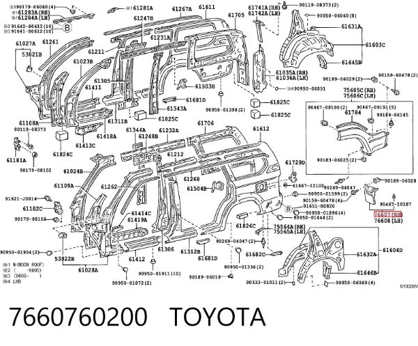 Бризковики задній, правий 7660760200 Toyota