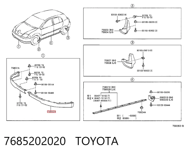 Спойлер переднього бампера, лівий 7685202020 Toyota