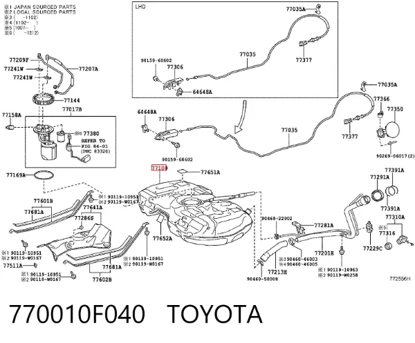 Паливний бак 770010F040 Toyota