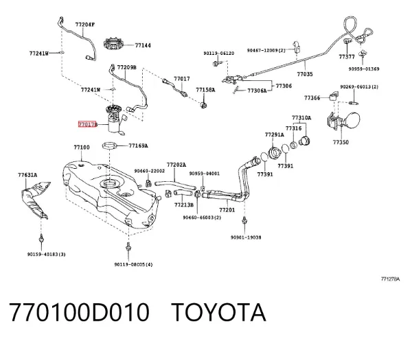 Датчик рівня палива 770100D010 Toyota