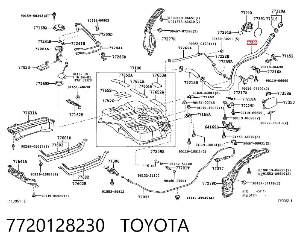 Шланг заливної горловини, паливного бака 7720128230 Toyota