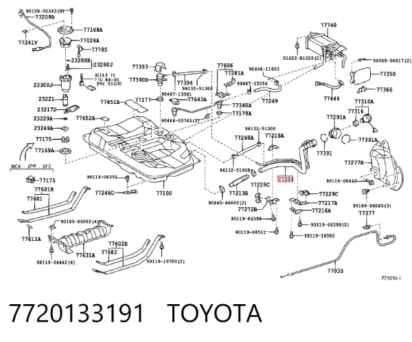 Шланг заливної горловини, паливного бака 7720133191 Toyota