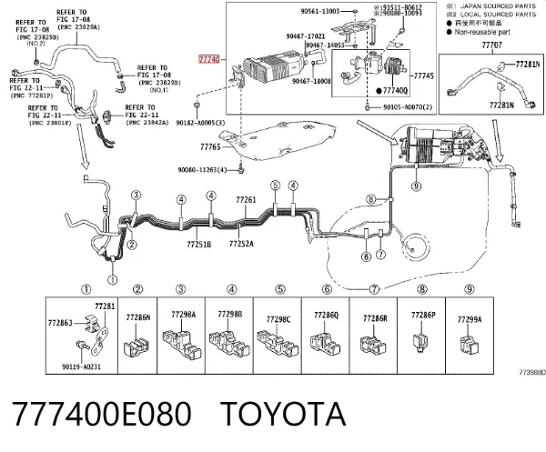 Фільтр адсорбера паливних парів 777400E080 Toyota