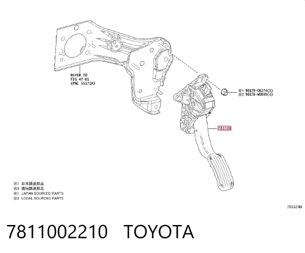 Педаль газу 7811002210 Toyota