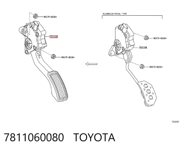 Педаль газу 7811060080 Toyota