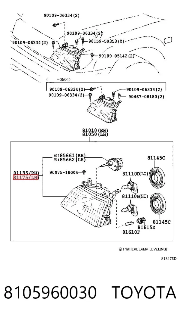 Фара ліва 8105960030 Toyota