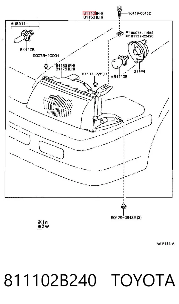 Фара права 811102B240 Toyota