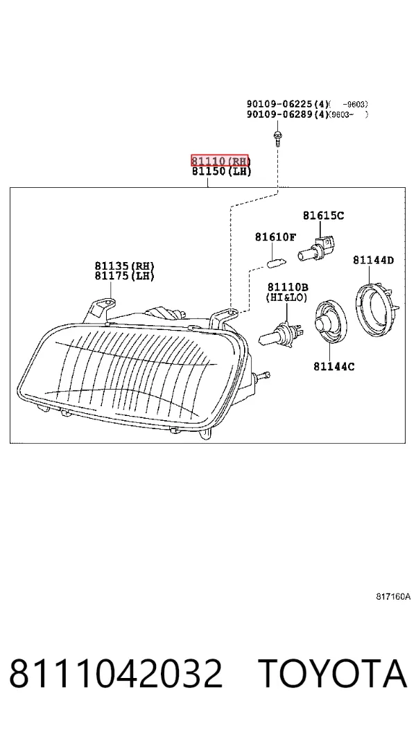 Фара права 8111042032 Toyota