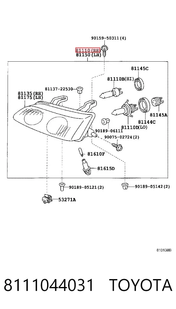 Фара права 8111044031 Toyota