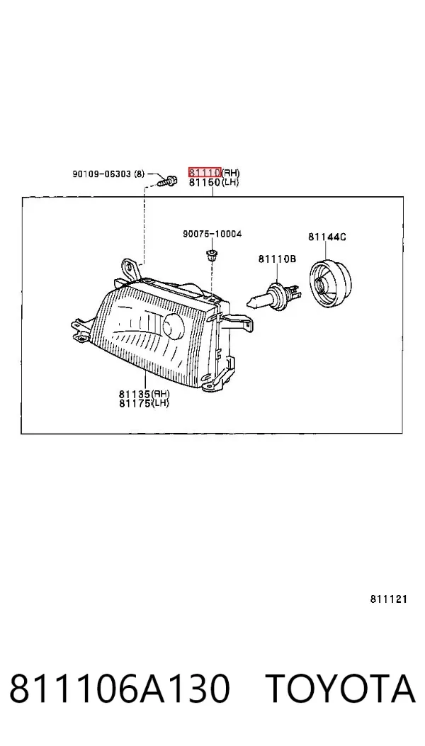 Фара права 811106A130 Toyota