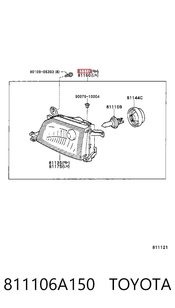 Фара права 811106A150 Toyota