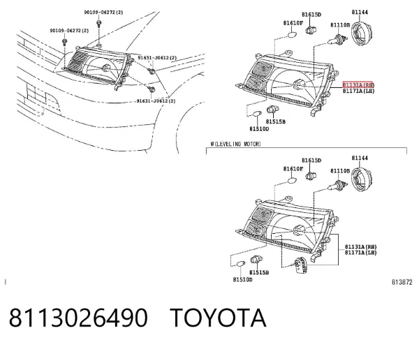Фара права 8113026490 Toyota