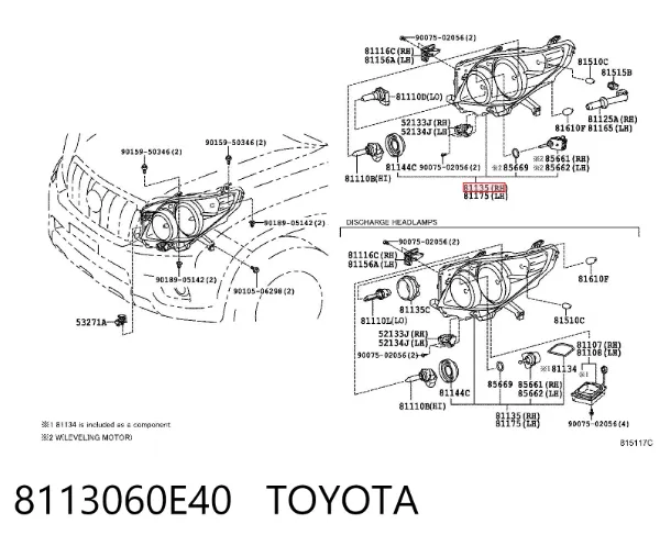 Фара права 8113060E40 Toyota