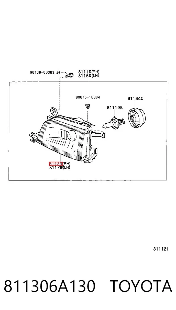 Фара права 811306A130 Toyota