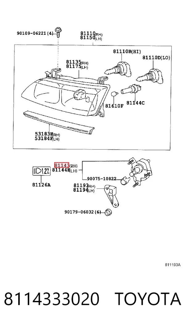 Коректор фар 8114333020 Toyota