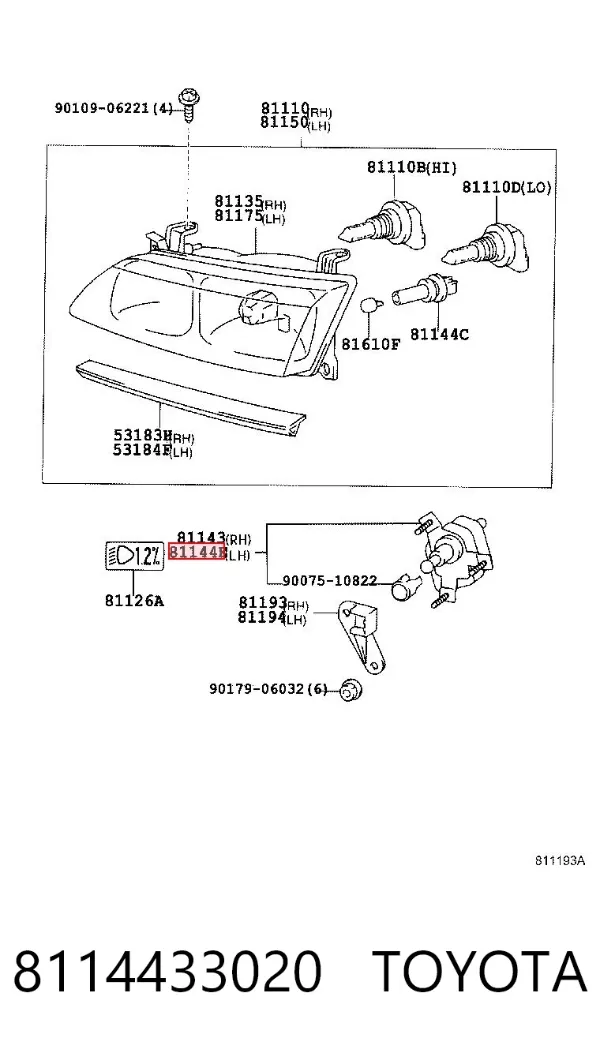 Коректор фар 8114433020 Toyota
