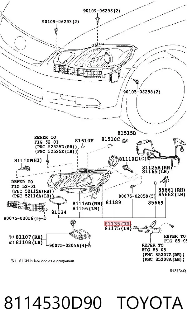 Фара права 8114530D90 Toyota