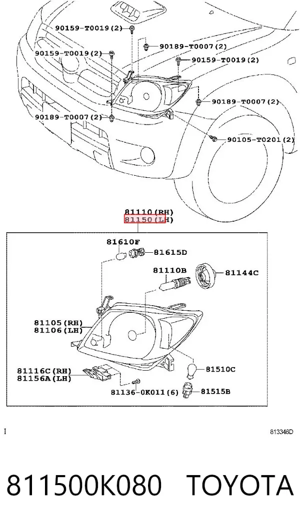 Фара ліва 811500K080 Toyota
