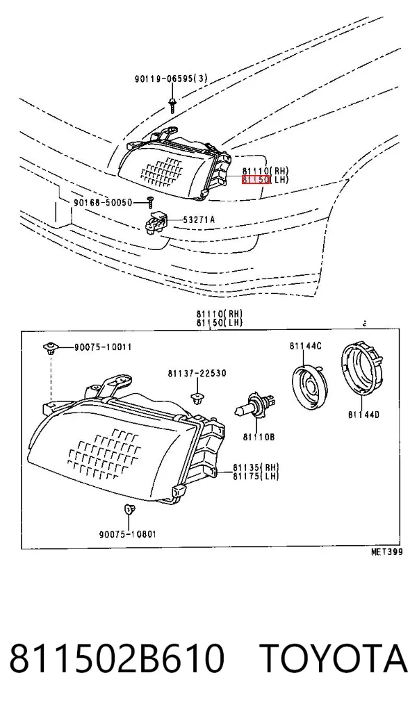 Фара ліва 811502B610 Toyota