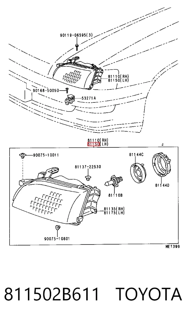 Фара ліва 811502B611 Toyota
