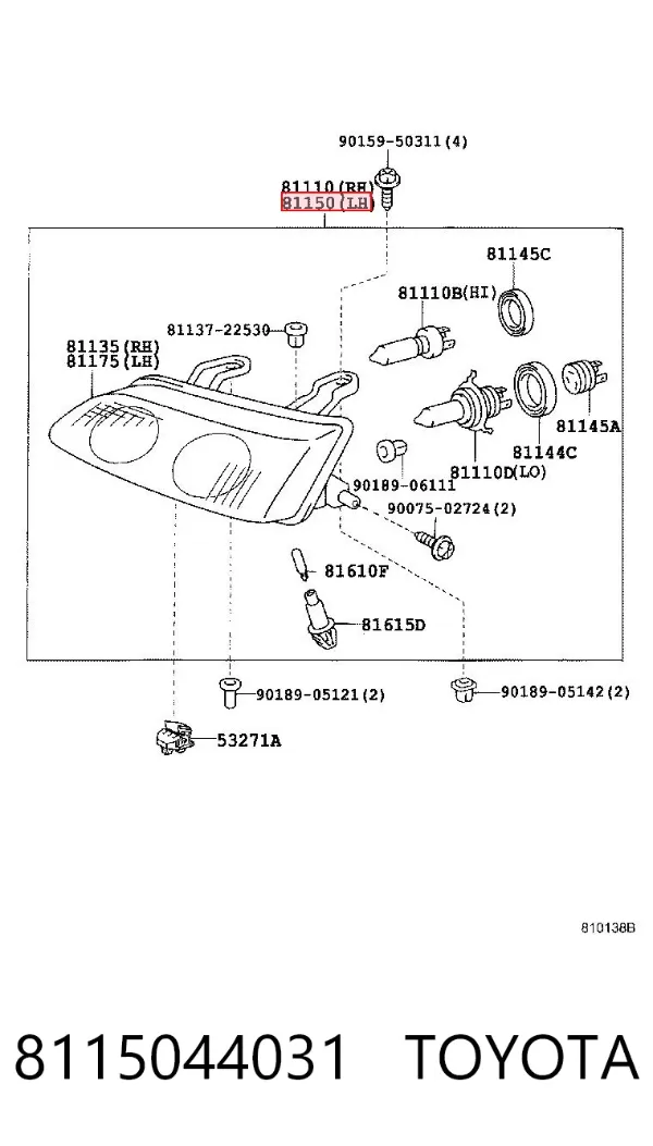 Фара ліва 8115044031 Toyota