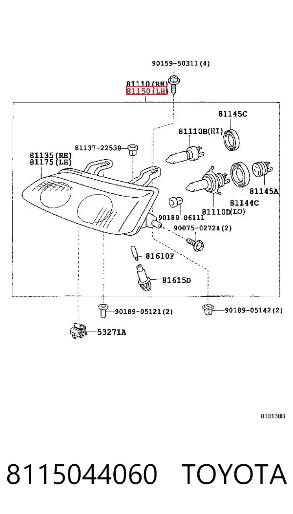 Фара ліва 8115044060 Toyota