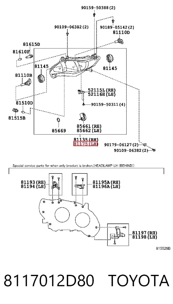 Фара ліва 8117012D80 Toyota