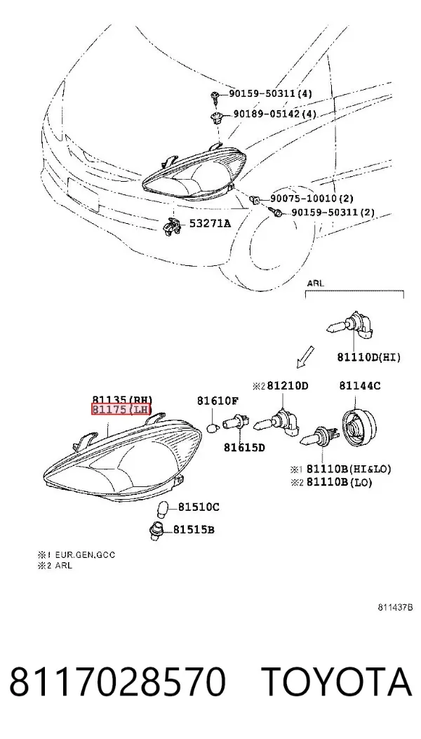 Фара ліва Toyota Previa ACR3