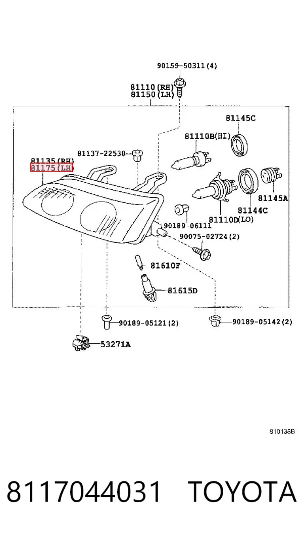 Фара ліва 8117044031 Toyota
