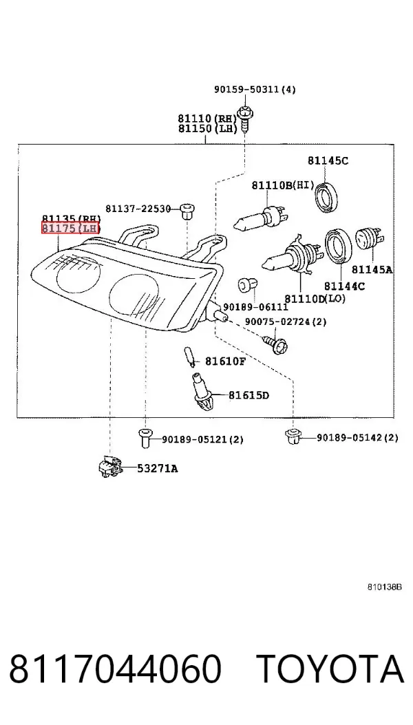 Фара ліва 8117044060 Toyota