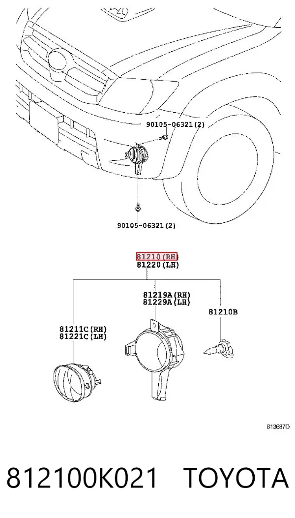 Фара протитуманна, права 812100K021 Toyota