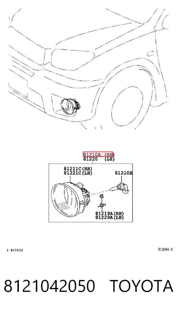 Фара протитуманна, права 8121042050 Toyota