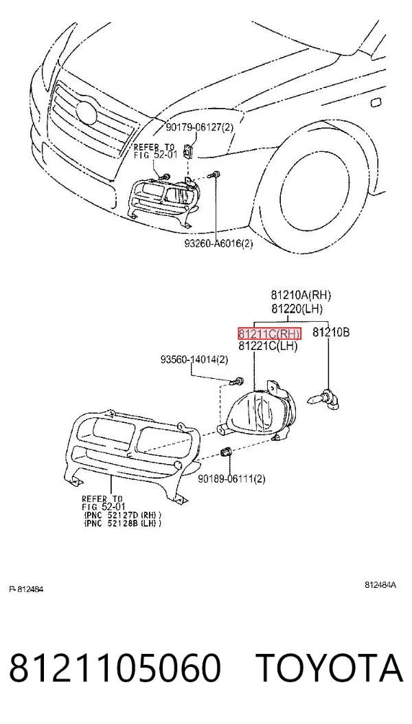 Фара протитуманна, права 8121105060 Toyota