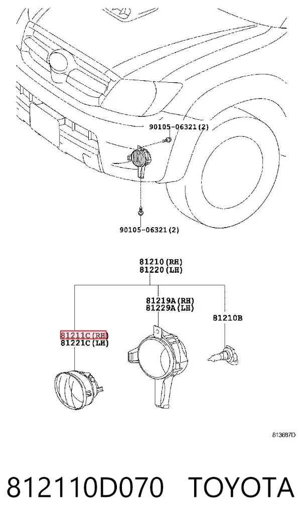 Фара протитуманна, права 812110D070 Toyota
