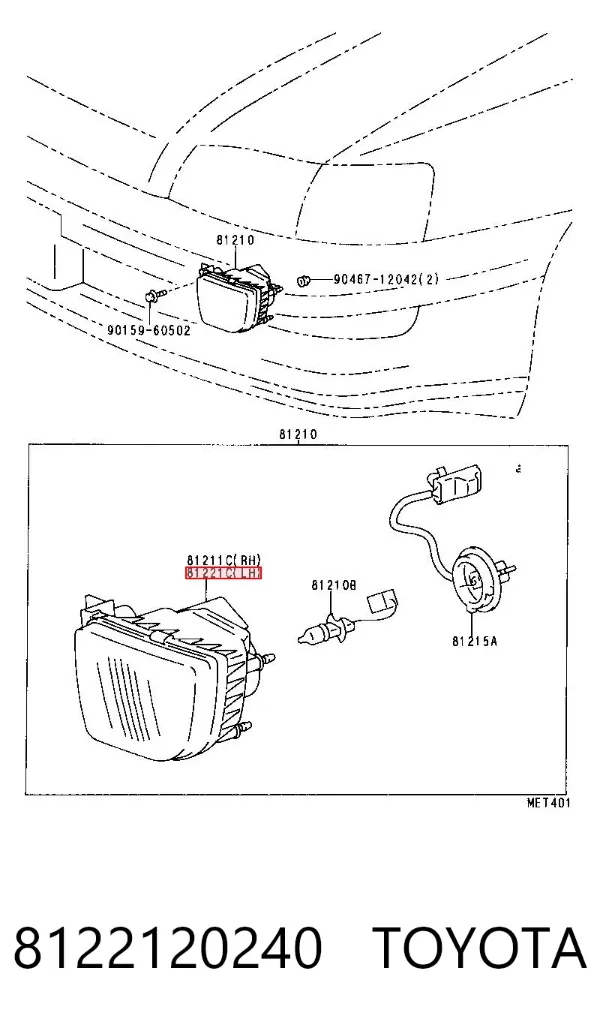Фара протитуманна, ліва 8122120240 Toyota
