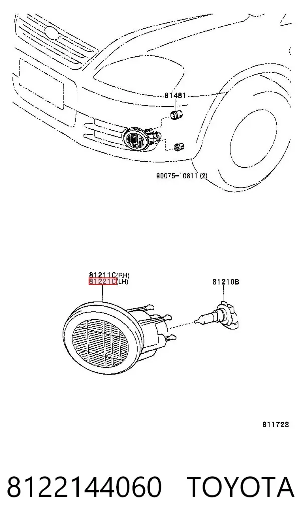 Фара протитуманна, ліва 8122144060 Toyota
