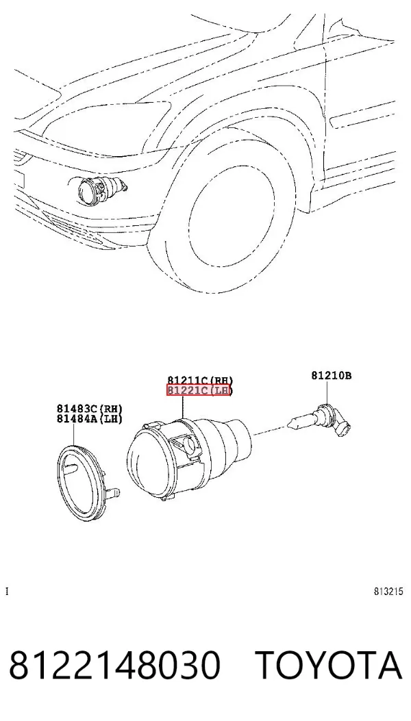 Фара протитуманна, ліва 8122148030 Toyota