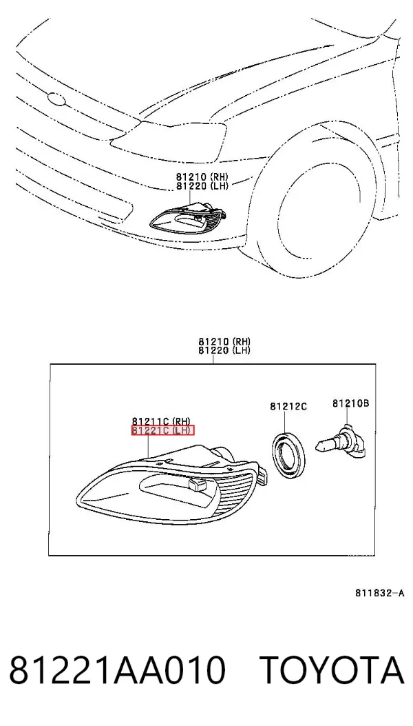 Фара протитуманна, ліва 81221AA010 Toyota