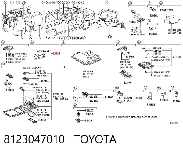 Лампа підсвічування в двері, передньої правої 8123047010 Toyota