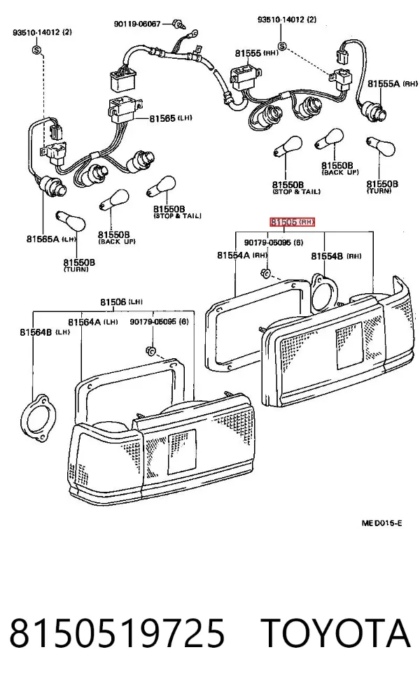 Задня права фара 8150519725 Toyota