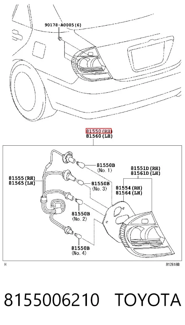 Задня права фара 8155006210 Toyota