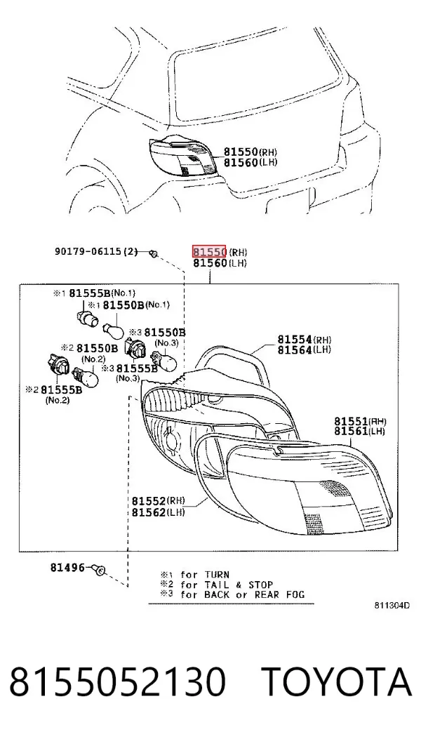 Задня права фара 8155052130 Toyota