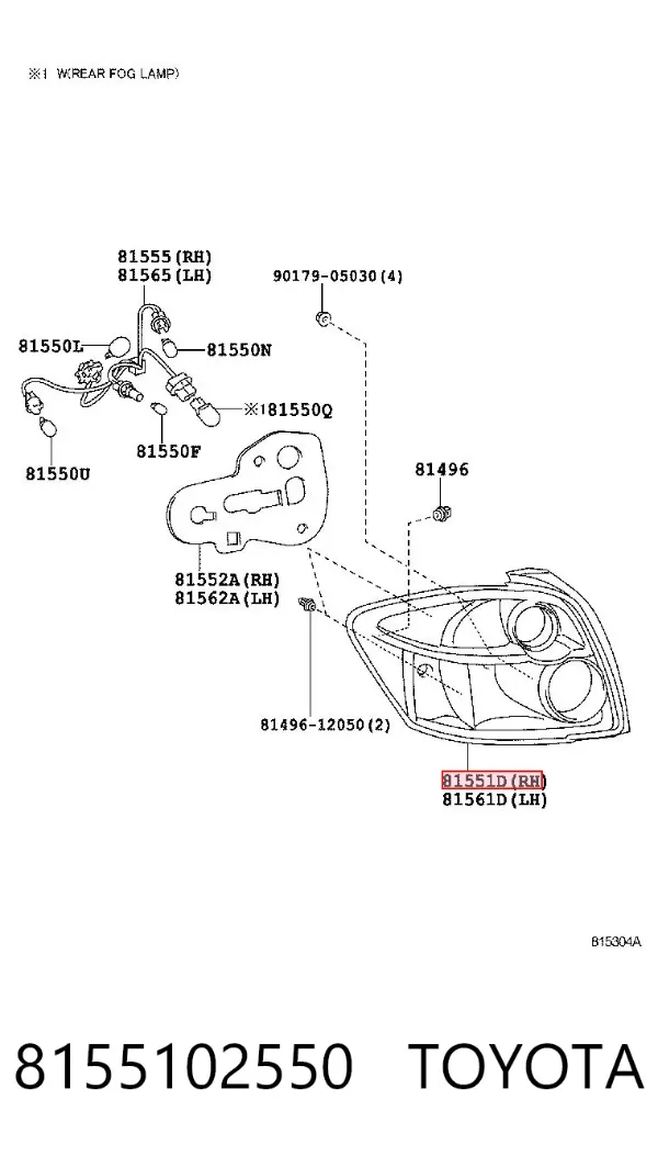 Задня права фара 8155102550 Toyota