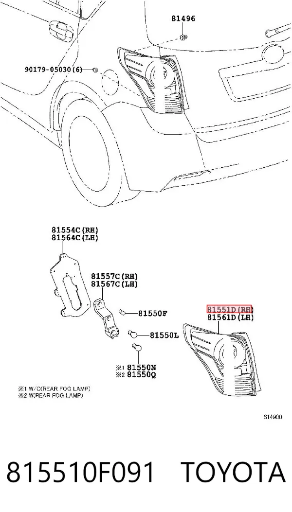 Задня права фара 815510F091 Toyota
