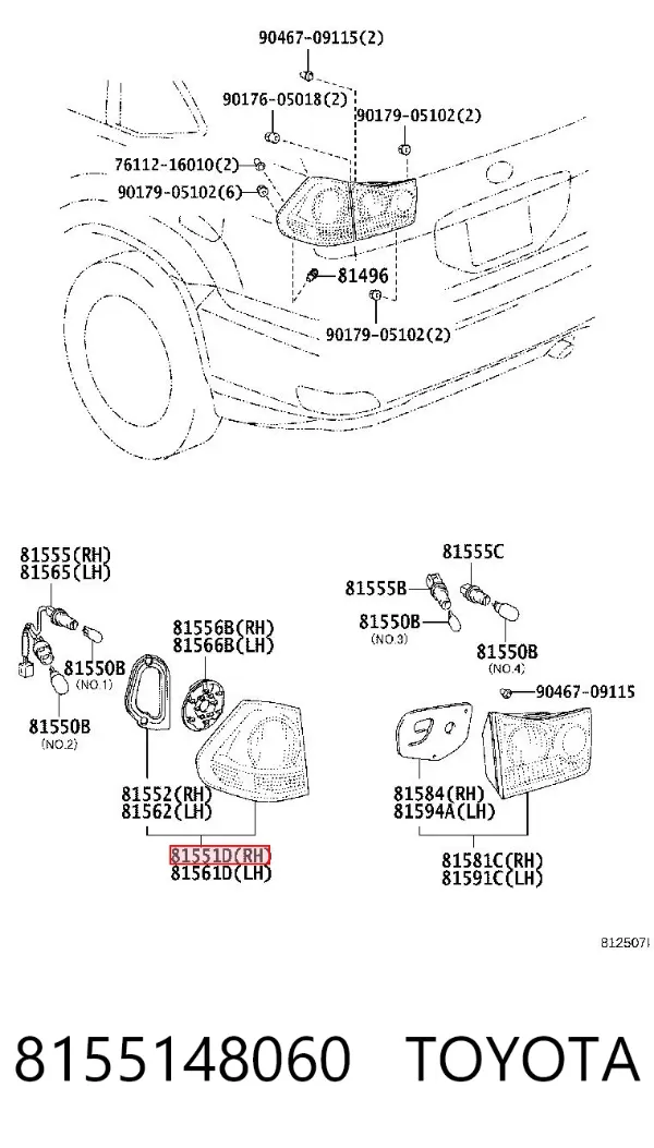 Ліхтар задній правий, зовнішній 8155148060 Toyota